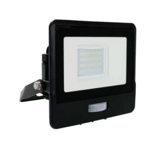 20W LED prožektorius V-TAC, juodu korpusu, 3000K, su judesio davikliu