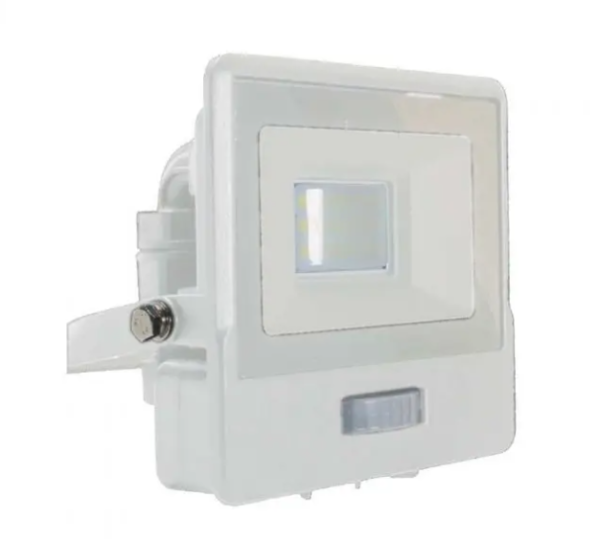 10W LED prožektorius V-TAC, baltu korpusu, 4000K, su judesio davikliu