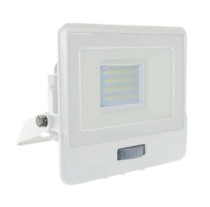 20W LED prožektorius V-TAC, baltu korpusu, 4000K, su judesio davikliu