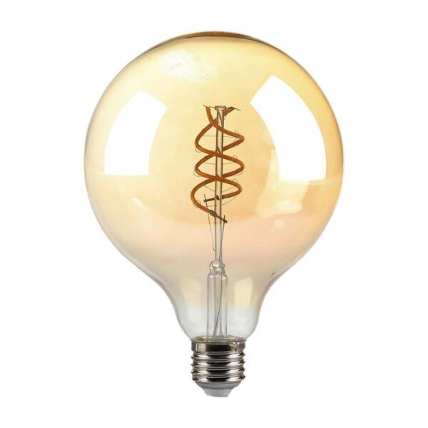 6W LED filamentinė lemputė, G125, E27, gintaro sp., 1800K