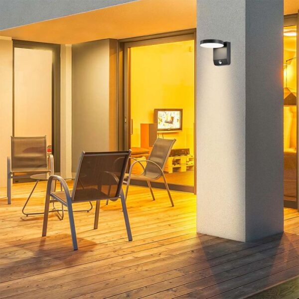 17W LED sieninis lauko šviestuvas, juodas, 3000K, IP65, su judesio davikliu - Image 2