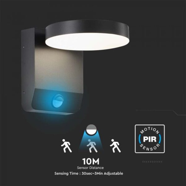 17W LED sieninis lauko šviestuvas, juodas, 3000K, IP65, su judesio davikliu - Image 3