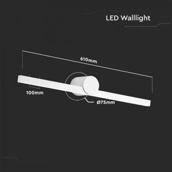 10W LED veidrodžio šviestuvas, baltas, 3000K, IP65 - Image 2