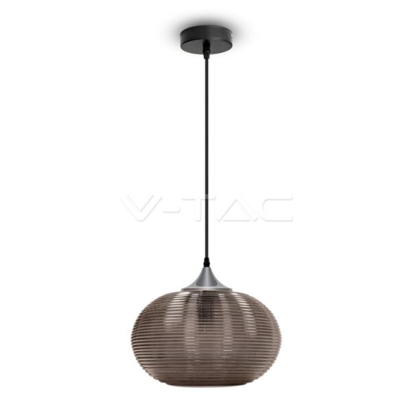 Pakabinamas LED lemputės laikiklis E27, Ф350mm, deimanto formos skaidrus juodas stiklas