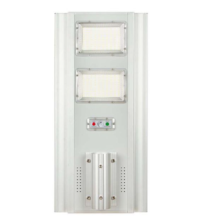 33W LED gatvės šviestuvas, baltu korpusu, 6400K, su saulės baterija, judesio jutikliu ir nuotolinio valdymo galimybe