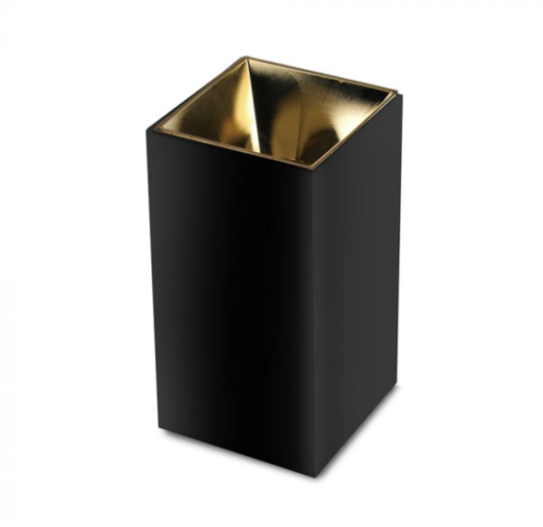 GU10 lemputės rėmelis V-TAC, juodas su aukso spalvos vidumi, aukštis 14cm