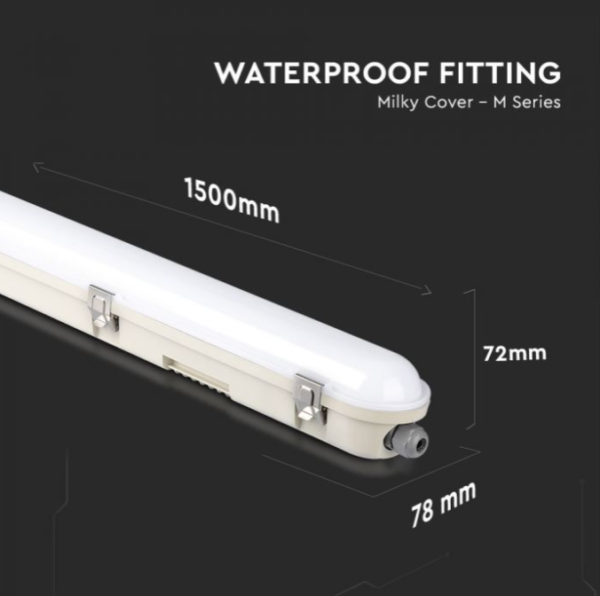 48W LED šviestuvas T8, 150cm, baltas, 6500K, IP65 - Image 2