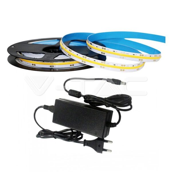 12W/m LED juosta, 512LED/m, IP20, 3000K, 5m, su 78W maitinimo šaltiniu, 24V, 3.5A, IP44