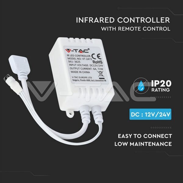 13W/m LED juosta, 422LED/m, RGB, 5m su maitinimo šaltiniu ir nuotolinio valdymo pulteliu - Image 2