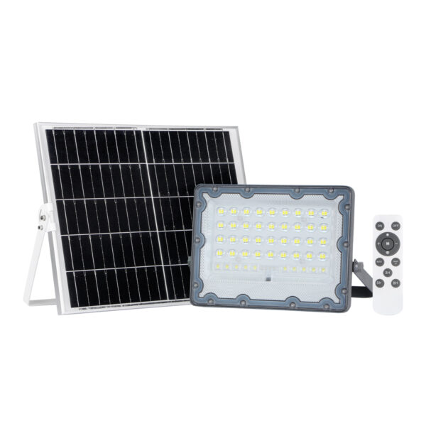 100W LED prožektorius su saulės baterija TIARA, pilkas, 4000K