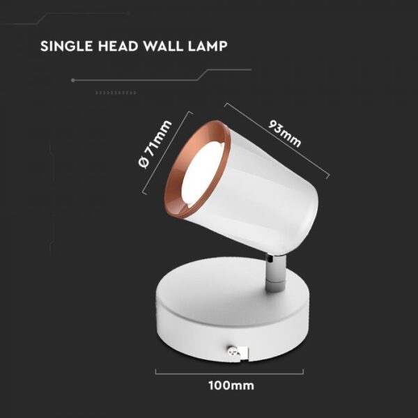 5W LED sieninis šviestuvas, baltas, 4000K - Image 2