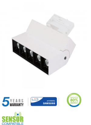 12W LED šviestuvas ant bėgelio V-TAC, baltu korpusu, 4000K (natūraliai balta)