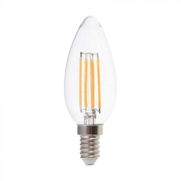 6W LED filamentinė lemputė, E14, žvakės formos, 6500K
