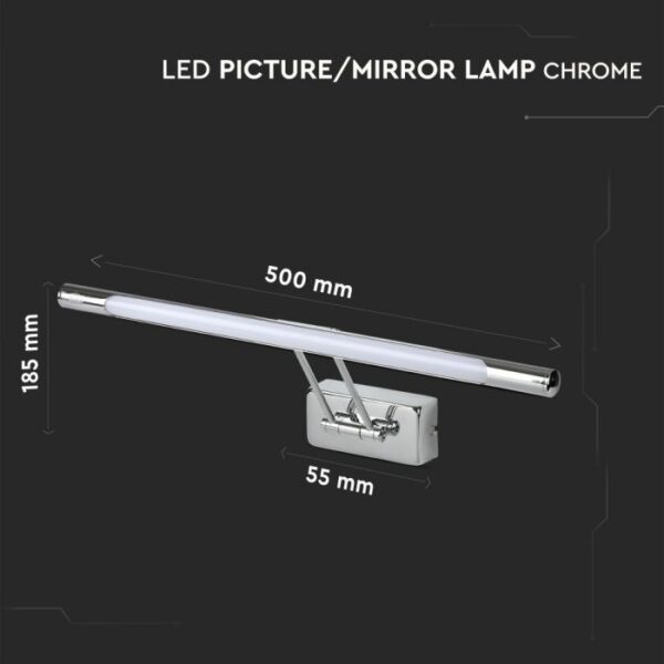 9W LED paveikslų/veidrodžio šviestuvas, chromo sp., 4000K - Image 2