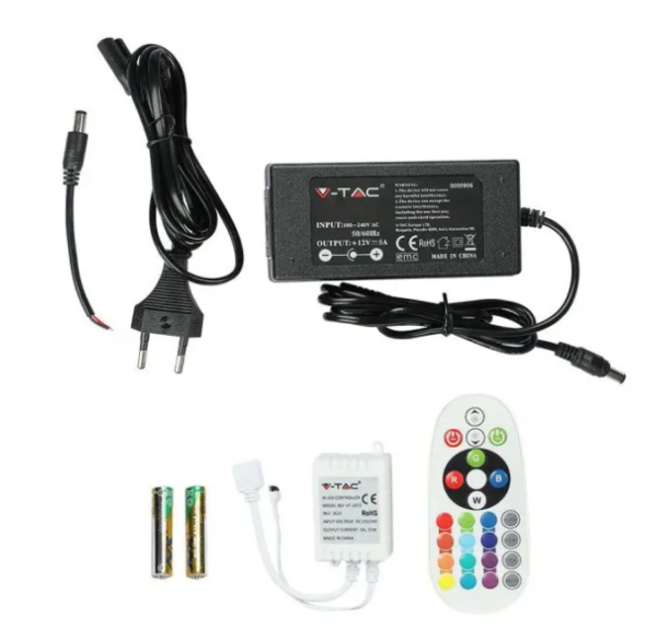 7W/m LED juosta, 60 LED/m, RGB, EU jungiklis, 5 metrų (nekarpoma) - Image 3