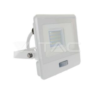 20W LED prožektorius V-TAC, baltas, 6400K, su PIR judesio davikliu