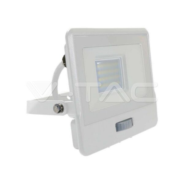 20W LED prožektorius V-TAC, baltas, 6400K, su PIR judesio davikliu