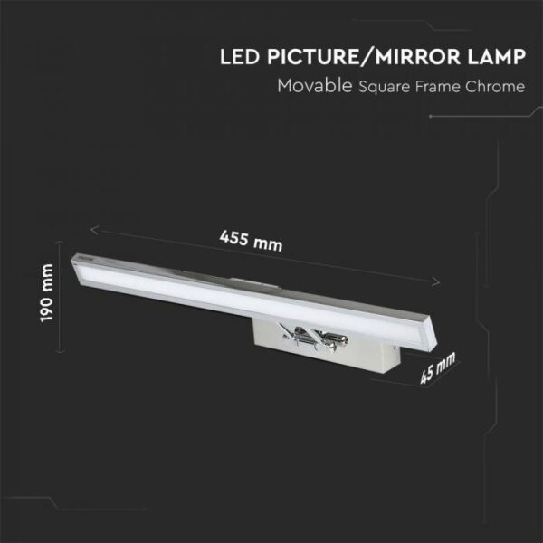 9W LED paveikslų/veidrodžio šviestuvas, chromo sp., 4000K - Image 2