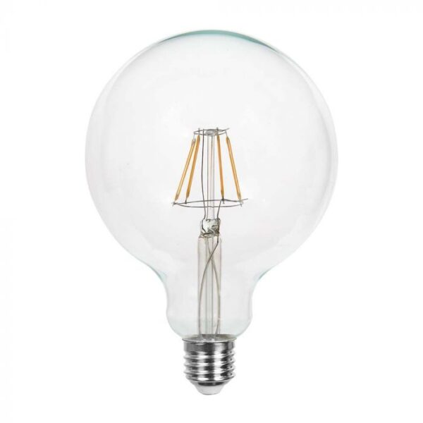 12W LED filamentinė lemputė, G125, E27, skaidriu stiklu, 6500K