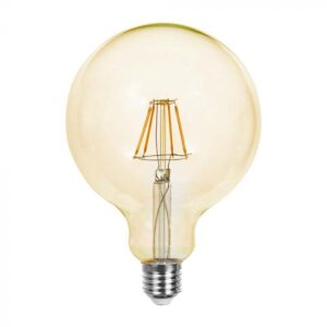 6W LED filamentinė lemputė, G125, E27, gintaro sp. stiklu, 2200K
