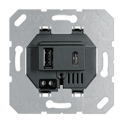 USB lizdas JUNG USB15CASW, juodas