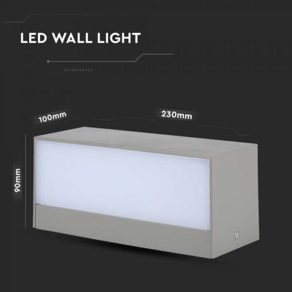 12W LED sieninis šviestuvas, pilku korpusu, 6400K, IP65 - Image 4