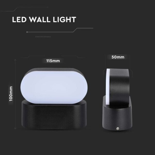 5W LED sieninis pakreipiamas šviestuvas, juodu korpusu, 4000K, IP65 - Image 3