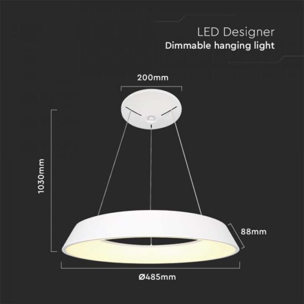 48W LED pakabinamas šviestuvas, baltas, 4000K, dimeriuojamas - Image 3