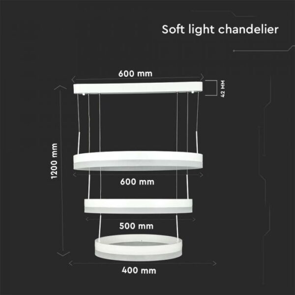 86W LED pakabinamas šviestuvas, baltas, 3000K, dimeriuojamas - Image 4