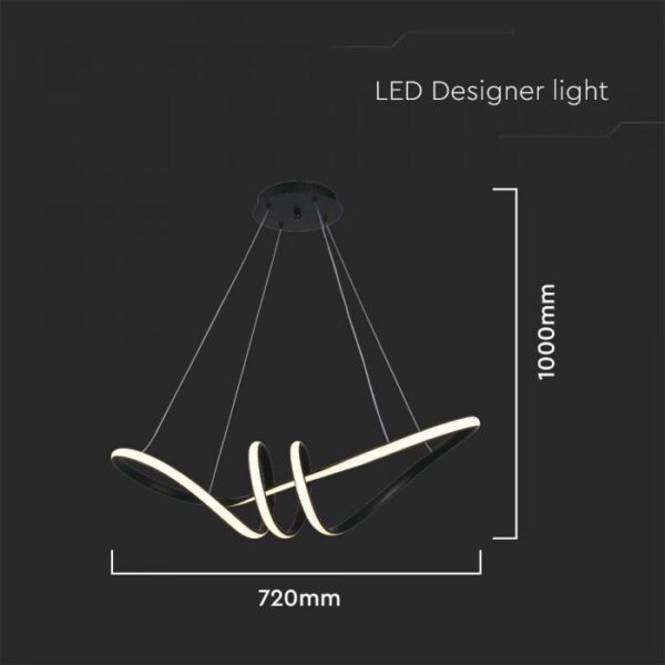 24W LED pakabinamas šviestuvas, juodu korpusu, 3000K - Image 3