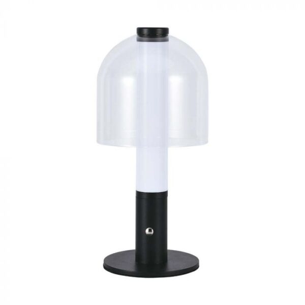 2W LED įkraunamas stalinis šviestuvas, juodos sp./skaidrus, 3000/6000K, dimeriuojamas