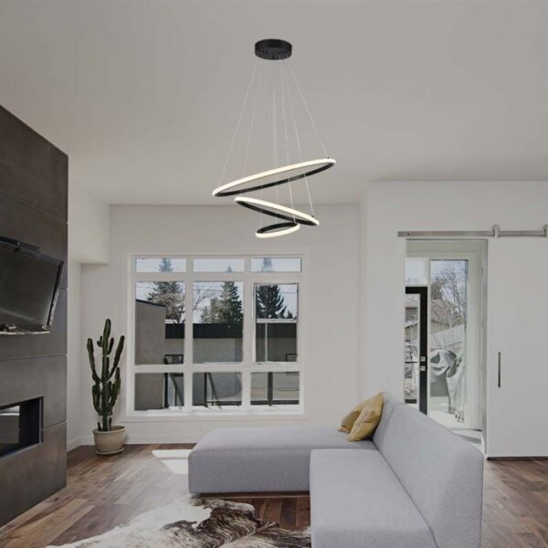 32W LED pakabinamas šviestuvas, juodu korpusu, 3000K - Image 2