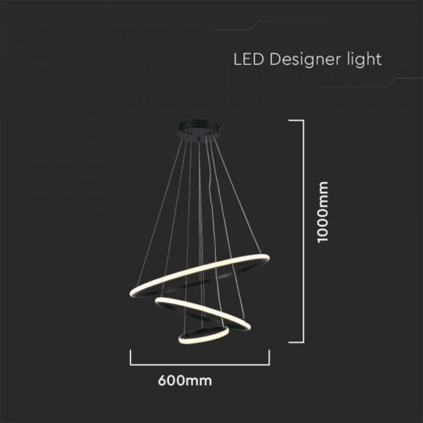 32W LED pakabinamas šviestuvas, juodu korpusu, 3000K - Image 3
