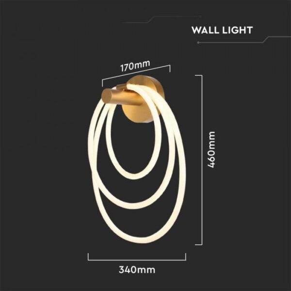 36W LED sieninis šviestuvas, aukso sp., 3000K - Image 3