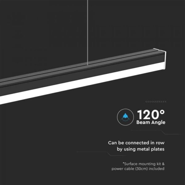 40W LED linijinis šviestuvas, juodas, 6500K - Image 4