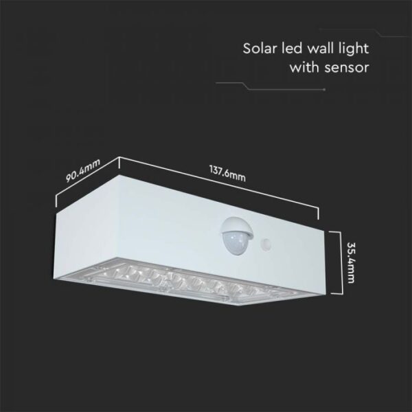 3W LED paviršinis šviestuvas su saulės baterija ir judesio davikliu, baltas, 3000/4000K - Image 3