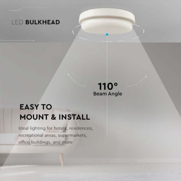 12W LED paviršinis šviestuvas, baltas, 3000K, IP54 - Image 3