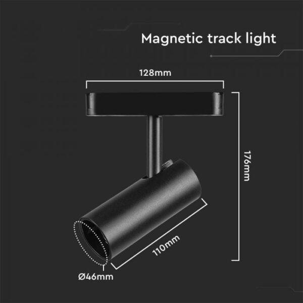 11W LED akcentinis šviestuvas į magnetinius bėgelius, juodas, 4000K - Image 3