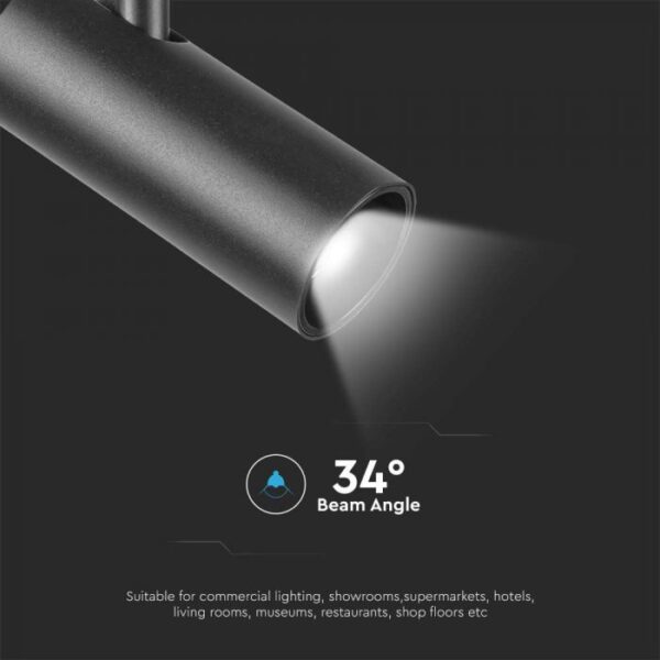 11W LED akcentinis šviestuvas į magnetinius bėgelius, juodas, 4000K - Image 4