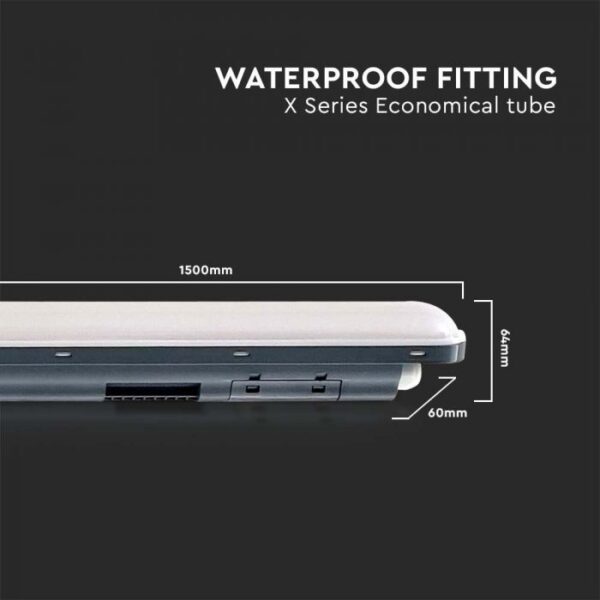 48W LED šviestuvas X-SERIES, 150cm, juodu korpusu, 4000K, IP65 - Image 3