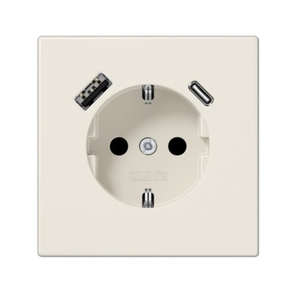 Kištukinis lizdas su A ir C tipo USB, dramblio kaulo sp.