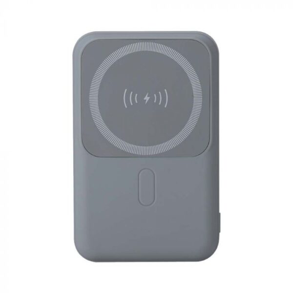 Išorinė baterija (power bank), 10000mAh, pilkos spalvos, su belaidžio krovimo funkcija
