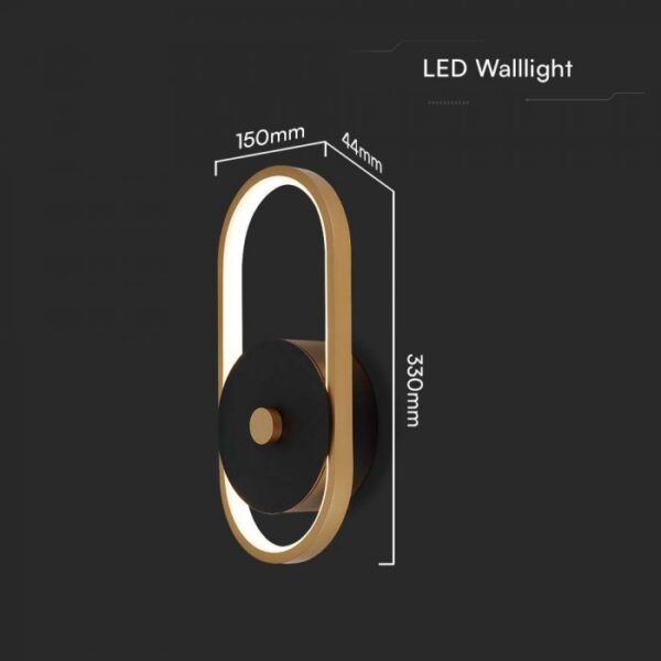 15W LED sieninis šviestuvas, juodos/žalvario sp., 3000K, IP54 - Image 3
