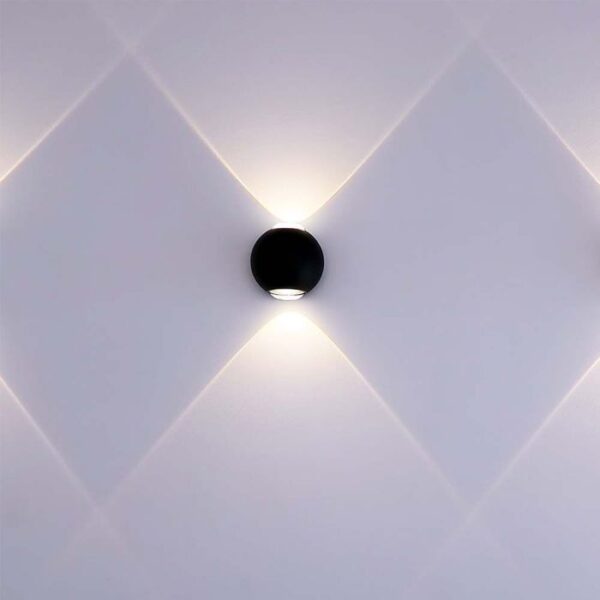 2W LED sieninis šviestuvas, juodas, 3000K, IP54 - Image 2