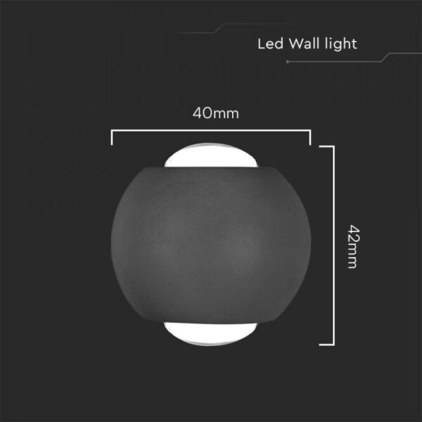 2W LED sieninis šviestuvas, juodas, 3000K, IP54 - Image 3