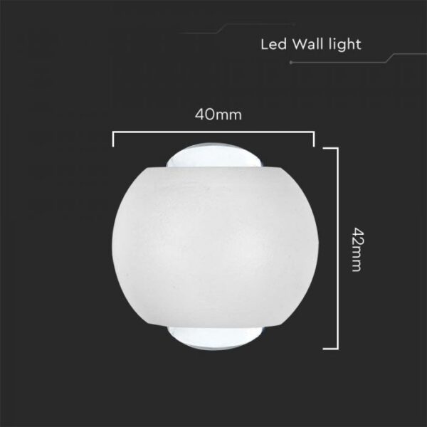2W LED sieninis šviestuvas, baltas, 4000K, IP54 - Image 3