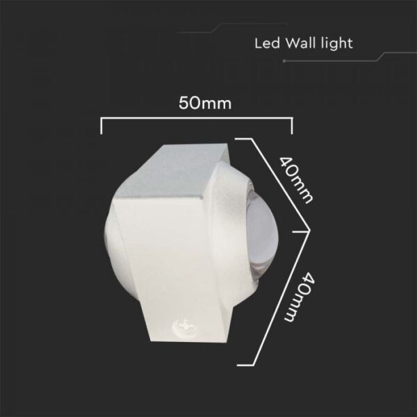 2W LED sieninis šviestuvas, baltas, 3000K, IP54 - Image 3
