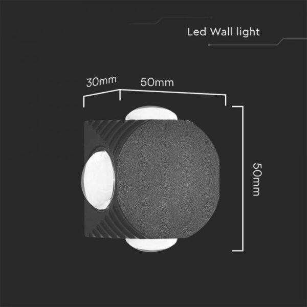 4W LED sieninis šviestuvas, juodas, 4000K, IP54 - Image 3