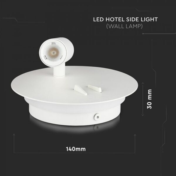 9W LED sieninis šviestuvas, baltas, 3000K - Image 4