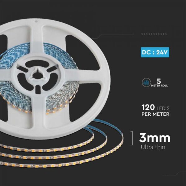 8W/m LED juosta, 120LED/m, 24V, 6500K, 5 metrų ritė - Image 3